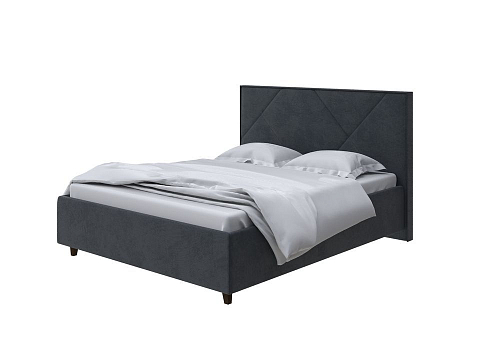 Черная кровать Tessera Grand - Мягкая кровать с высоким изголовьем и стильными ножками из массива бука