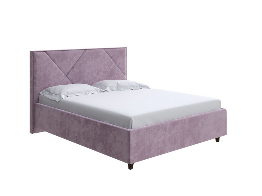 Кровать Tessera Grand 80x200 Ткань: Велюр Лофти Слива - Мягкая кровать с высоким изголовьем и стильными ножками из массива бука