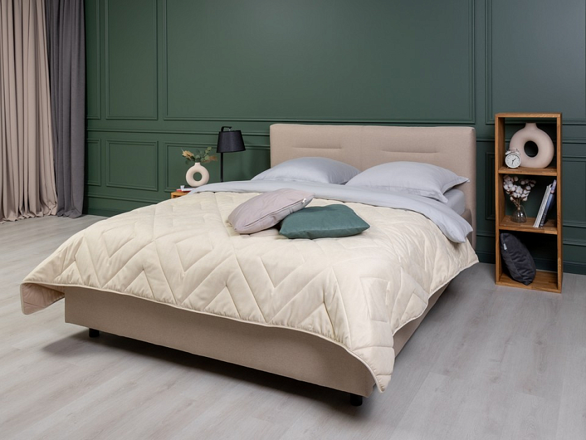 Кровать Nuvola-8 NEW 200x200 Ткань: Рогожка Тетра Голубой - Кровать в лаконичном стиле с горизонтальной отстрочкой  в изголовье