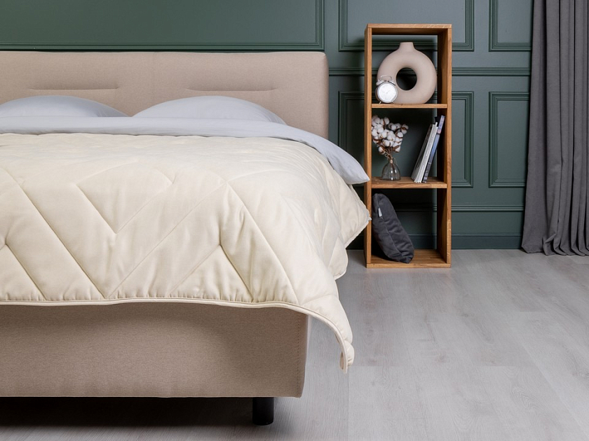 Кровать Nuvola-8 NEW 180x190 Ткань: Рогожка Тетра Бежевый - Кровать в лаконичном стиле с горизонтальной отстрочкой  в изголовье