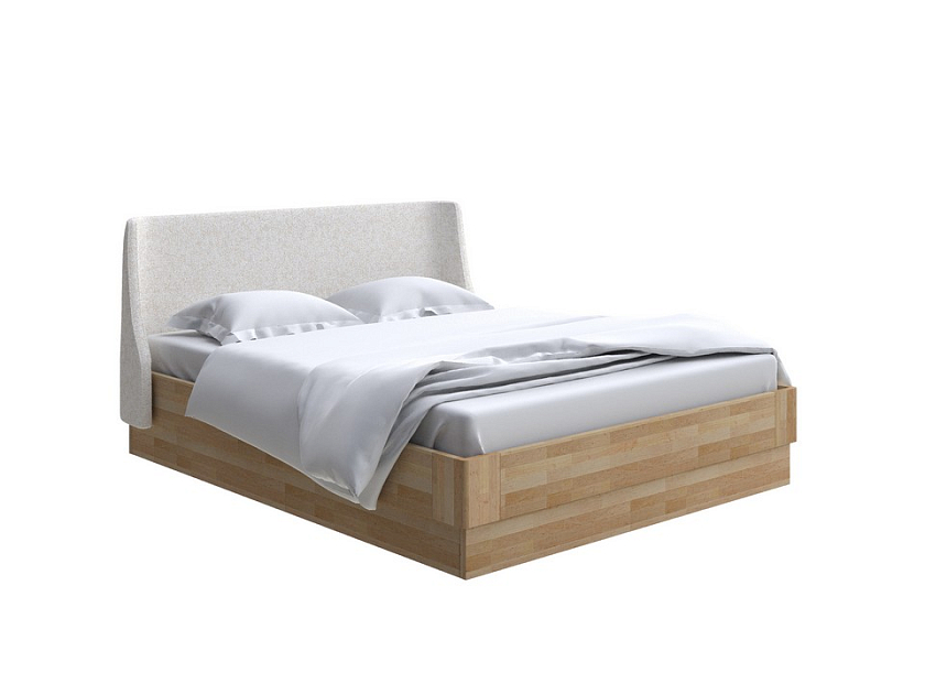 Кровать Lagom Side Wood с подъемным механизмом 200x200 Ткань/Массив (бук) Levis 12 Лён/Масло-воск Natura (Бук) - Кровать со встроенным ПМ механизмом. 