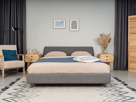 Серая кровать Binni - Кровать в стиле современного минимализма.