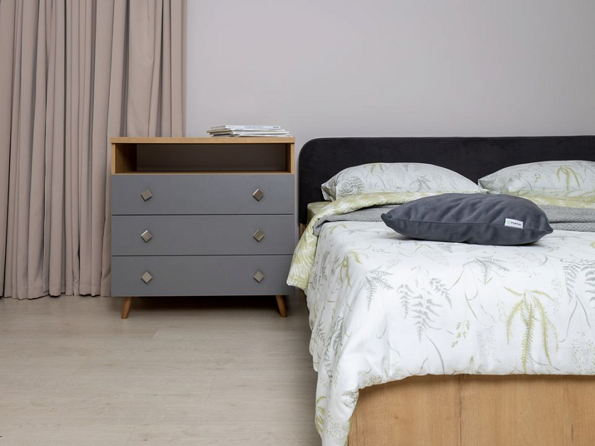 Кровать Way Plus с подъемным механизмом 140x190 ЛДСП Бунратти/Вулканический серый - Кровать в эко-стиле с глубоким бельевым ящиком