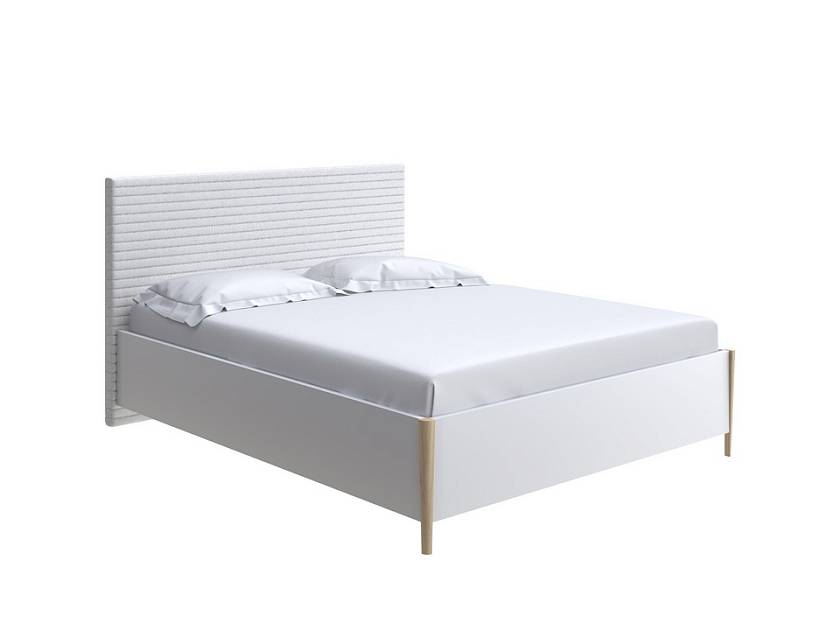 Кровать Rona 160x200  Белый/Тетра Графит - Классическая кровать с геометрической стежкой изголовья