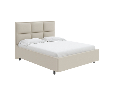 Двуспальная кровать с кожаным изголовьем Malina - Изящная кровать без встроенного основания из массива сосны с мягкими элементами.