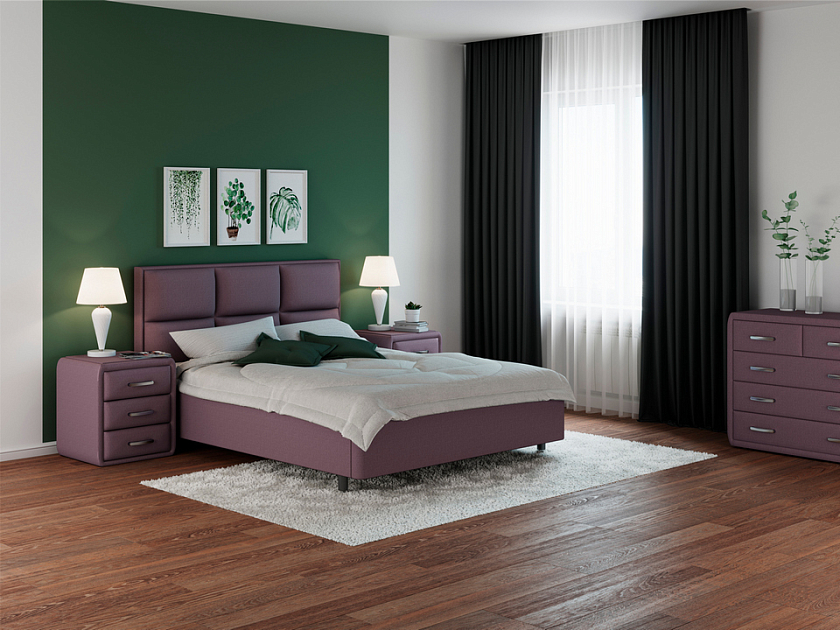 Кровать Malina 80x190 Ткань: Рогожка Тетра Розовый - Изящная кровать без встроенного основания из массива сосны с мягкими элементами.