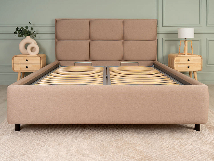 Кровать Malina 180x200 Ткань: Микровелюр Manhattan Ночное небо - Изящная кровать без встроенного основания из массива сосны с мягкими элементами.