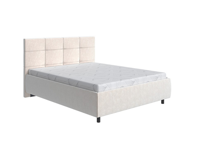 Кровать New Life 160x200 Ткань: Флок Бентлей Айвори - Кровать в стиле минимализм с декоративной строчкой