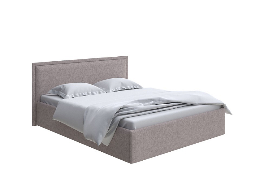 Кровать Aura Next 140x200 Ткань: Рогожка Levis 25 Светло-коричневый - Кровать в лаконичном дизайне в обивке из мебельной ткани