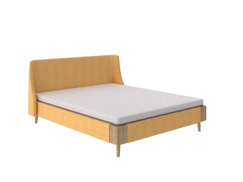 Кровать Lagom Side Soft 120x200 Ткань/Массив Beatto Куркума/Масло-воск Natura (бук) - Оригинальная кровать в обивке из мебельной ткани.