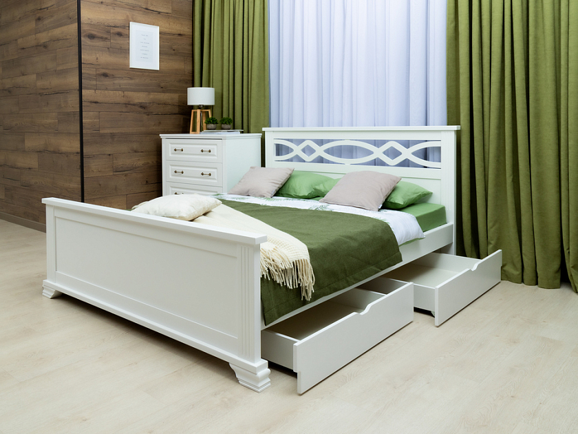 Кровать Niko 140x200 Массив (сосна) Белая эмаль - Кровать в стиле современной классики из массива