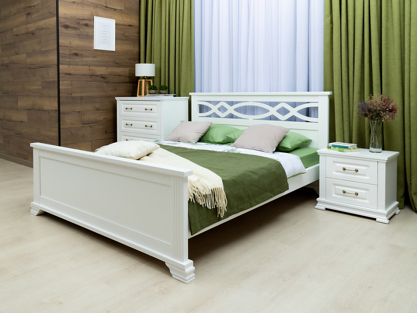 Кровать Niko 200x210 Массив (сосна) Белая эмаль - Кровать в стиле современной классики из массива