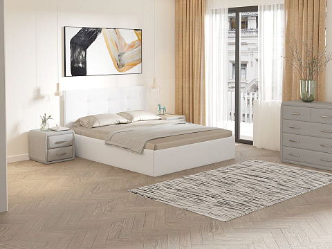 Кровать с мягким изголовьем Forsa - Универсальная кровать с мягким изголовьем, выполненным из рогожки.