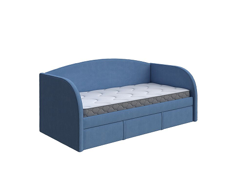 Синяя кровать Hippo-Софа с дополнительным спальным местом - Удобная детская кровать с двумя спальными местами в мягкой обивке