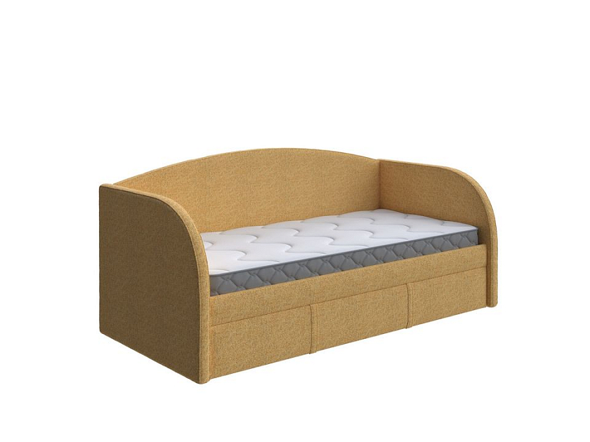 Кровать Hippo-Софа с дополнительным спальным местом 80x180 Ткань: Букле Beatto Куркума - Удобная детская кровать с двумя спальными местами в мягкой обивке
