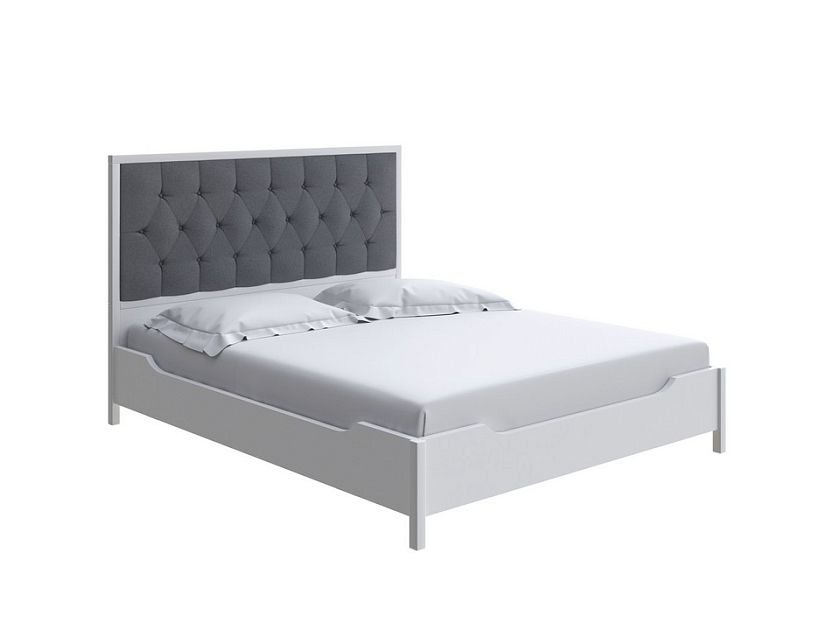 Кровать Vester 160x200 Ткань/Массив Scandi cotton 25 Графитовый/Белая эмаль (сосна) - Современная кровать со встроенным основанием