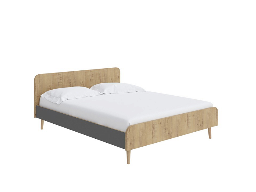 Кровать Way 180x200 ЛДСП Бунратти/Вулканический серый - Компактная корпусная кровать на деревянных опорах