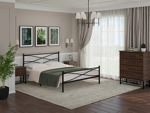 Односпальная кровать Страйп - Изящная кровать с облегченной металлической конструкцией и встроенным основанием