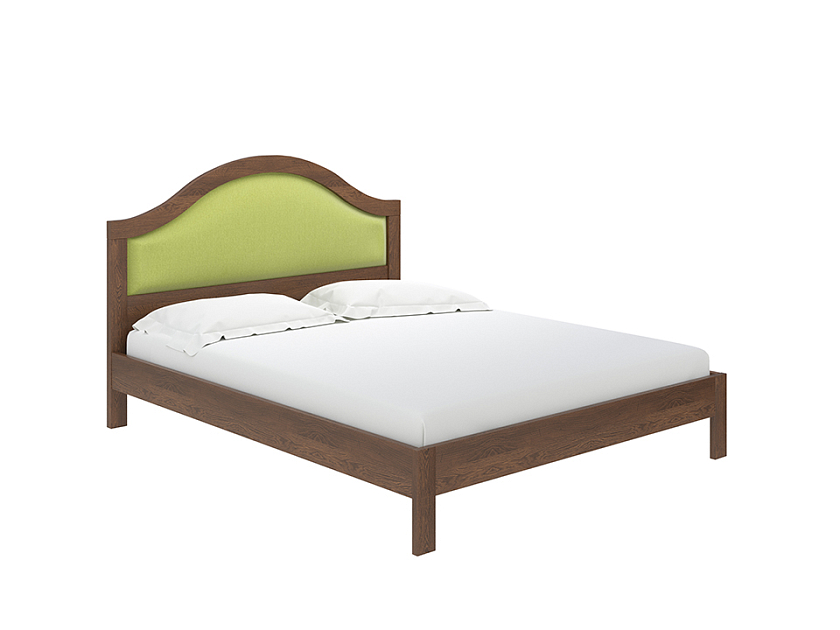 Кровать Ontario 80x190 Ткань/Массив Тетра Яблоко/Орех (сосна) - Уютная кровать из массива с мягким изголовьем