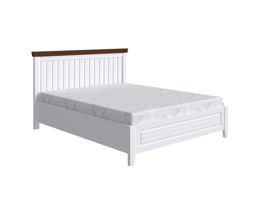 Кровать Olivia 200x190 Массив (сосна) Белая эмаль/Мокко (сосна) - Кровать из массива с контрастной декоративной планкой.