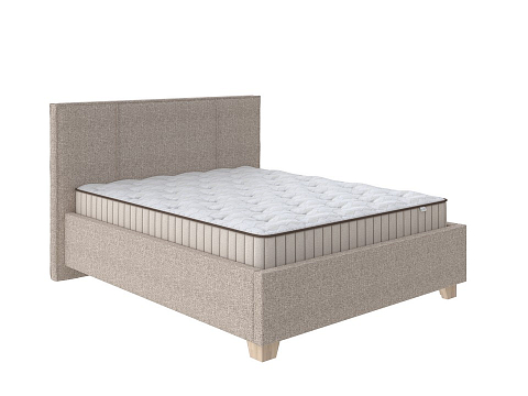 Двуспальная кровать с матрасом Hygge Line - Мягкая кровать с ножками из массива березы и объемным изголовьем