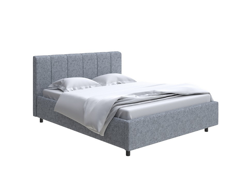Кровать Nuvola-7 NEW 140x200 Ткань: Рогожка Levis 83 Светло-Серый - Современная кровать в стиле минимализм